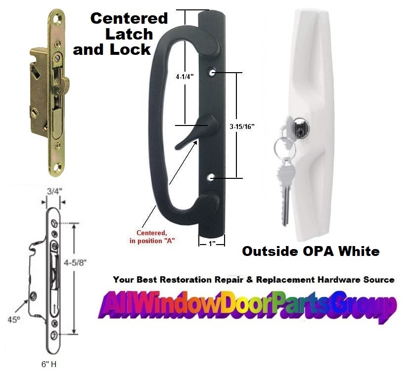 Sliding Patio Door Sash Controls Handle Set, w/Lock and Mortise / OPA